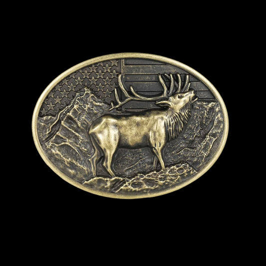 Freedom & Majesty Elk Belt Buckle